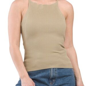 Zara Tan Ribbed Sleeveless Tank Top